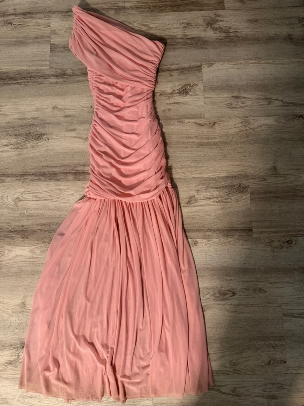 Women’s One-Shoulder Pink Chiffon Evening Dress